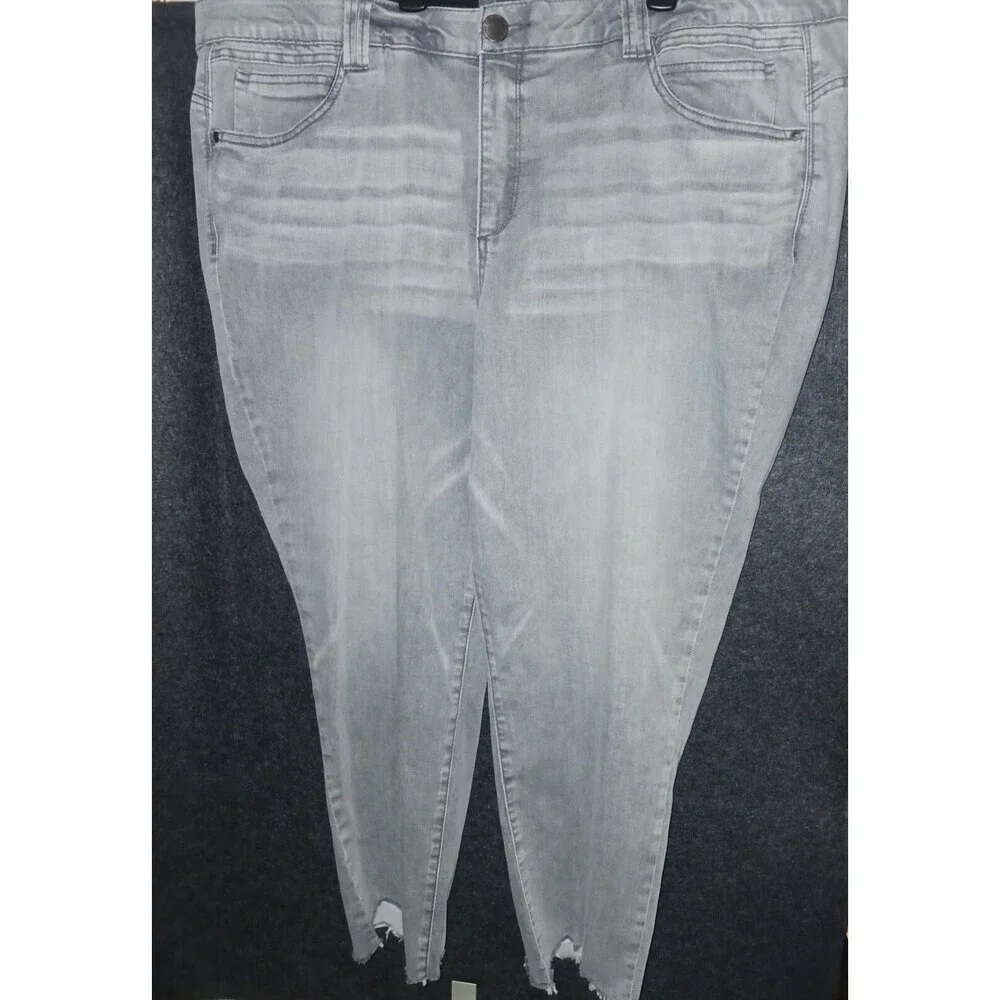 Democracy Ab Technology Jeans Womens 24W Grey Distressed Slimming High Rise - Picture 1 of 11